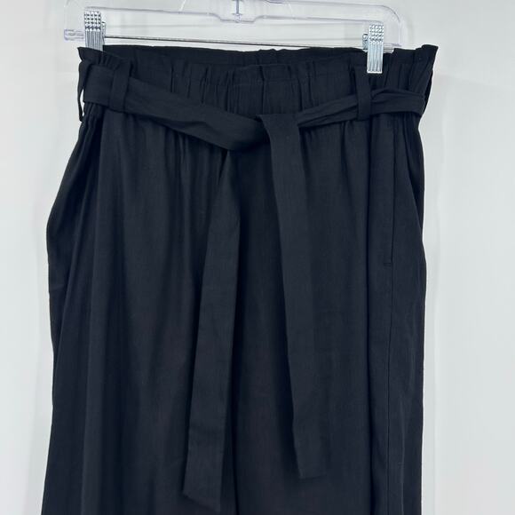 J Jill Linen Stretch Belted Paper Bag Waist Wide Leg Cropped Pants Womens Sz SP - Picture 4 of 11